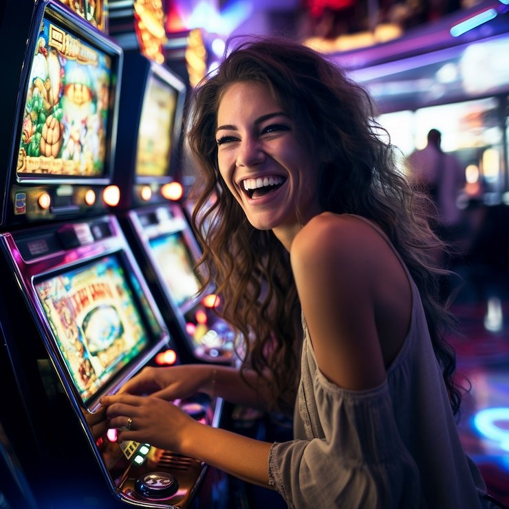 Antarmuka mesin arcade bro togel dengan tombol kontrol dan layar permainan